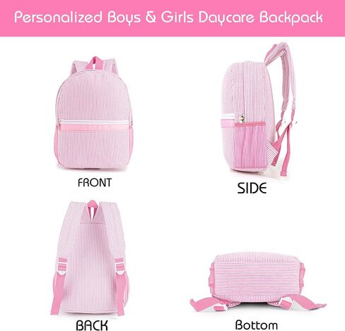 MT WORLD Daycare Backpacks with Lunch Bag Set,Personalized Seersucker Backpacks and Lunchboxes with Embroidered Name,Travel Daypack Lunchbags in Kuwait