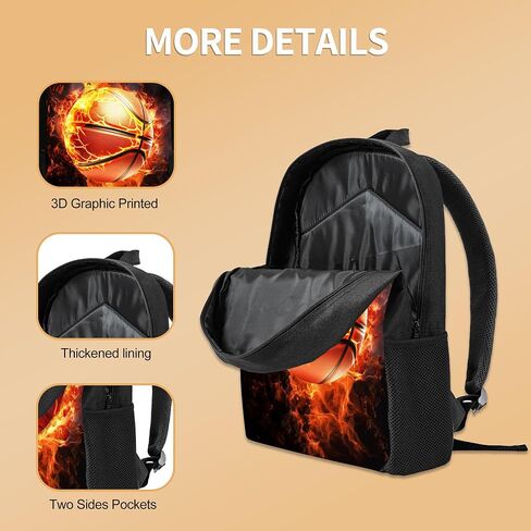 3PCS Boys Backpack, Kids Back To School Backpack with Lunch Box Pencil Case Set, Cool Basketball Backpack for Boys Teens, 17" Schoolbag Bookbag for Elementary Middle High School Students in Saudi Arabia