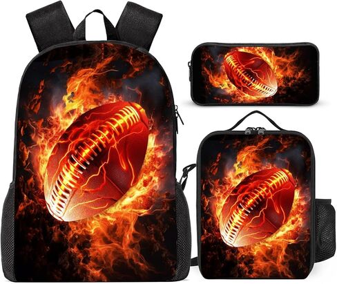 3PCS Boys Backpack, Kids Back To School Backpack with Lunch Box Pencil Case Set, Cool Basketball Backpack for Boys Teens, 17" Schoolbag Bookbag for Elementary Middle High School Students in Saudi Arabia