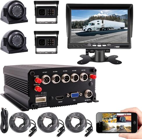 JOINLGO 4CH GPS 4G Wifi 1080P HDD/SSD/SD Drive Mobile Vehicle Car DVR Video Recorder Kit Live View on PC Phone with 4pcs Side Rear View IR Metal Car Camera (1TB ssd included) in Saudi Arabia