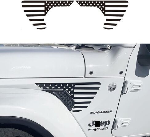 Side Fender Vent American Flag Decals Precut USA Flag Vinyl Sticker for Jeep Wrangler JL JLU 2018-2022 2023 2024 2025 and Gladiator JT 2020 2021 2022 2023 2024 2025 Accessories(Matte Black) in Kuwait