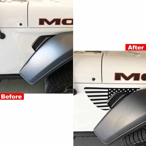 Side Fender Vent American Flag Decals Precut USA Flag Vinyl Sticker for Jeep Wrangler JL JLU 2018-2022 2023 2024 2025 and Gladiator JT 2020 2021 2022 2023 2024 2025 Accessories(Matte Black) in Kuwait