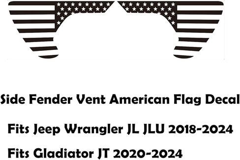 Side Fender Vent American Flag Decals Precut USA Flag Vinyl Sticker for Jeep Wrangler JL JLU 2018-2022 2023 2024 2025 and Gladiator JT 2020 2021 2022 2023 2024 2025 Accessories(Matte Black) in Kuwait