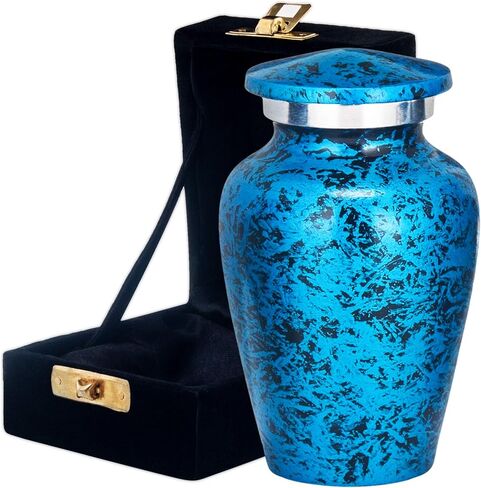 Small Urns for Human Ashes Keepsake - Set of 1 in Navy - Mini Cremation Urns - Memorial Ashes Urn with Case, Velvet Pouch and Funnel - Miniature Burial Funeral Urns for Sharing Ash in Saudi Arabia