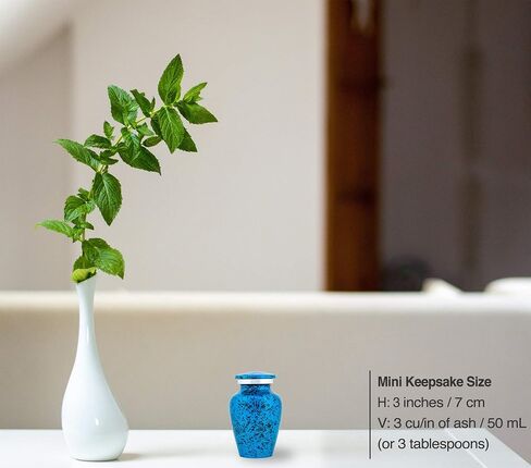 Small Urns for Human Ashes Keepsake - Set of 1 in Navy - Mini Cremation Urns - Memorial Ashes Urn with Case, Velvet Pouch and Funnel - Miniature Burial Funeral Urns for Sharing Ash in Saudi Arabia