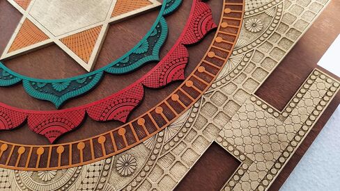 Sudarshana Yantra Wall Art | ديكور حماية الهندسة المقدسة | فيشنو شقرا الفن الخشبي | الهدية الروحية | ديكور غرفة التأمل (70 × 70 سم) in Saudi Arabia