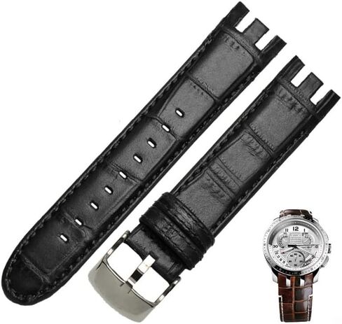 سوار مراقبة جلدي أصلي 21 مم من أجل swatch yrs403 412 402g Watch Band Watchband Men Men Curved End STRAP in Kuwait