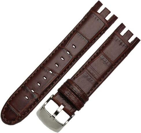 سوار مراقبة جلدي أصلي 21 مم من أجل swatch yrs403 412 402g Watch Band Watchband Men Men Curved End STRAP in Kuwait