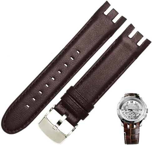 سوار مراقبة جلدي أصلي 21 مم من أجل swatch yrs403 412 402g Watch Band Watchband Men Men Curved End STRAP in Kuwait