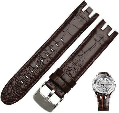 سوار مراقبة جلدي أصلي 21 مم من أجل swatch yrs403 412 402g Watch Band Watchband Men Men Curved End STRAP in Kuwait