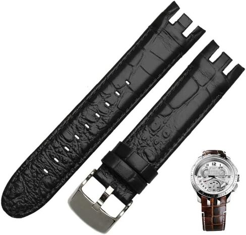 سوار مراقبة جلدي أصلي 21 مم من أجل swatch yrs403 412 402g Watch Band Watchband Men Men Curved End STRAP in Kuwait