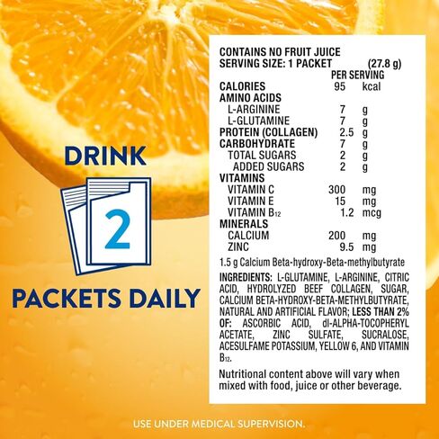 Juven Therapeutic Nutrition Drink Powder Including Collagen Peptides, Amino Acids, and HMB For Wound Healing Support, Fruit Punch, 48 Packets in Saudi Arabia