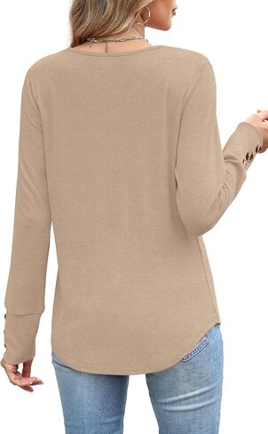XIEERDUO Long Sleeve Shirt for Women Fall Outfits 2025 Dressy Casual Fashion Clothing V Neck Tunic Tops with Button in Saudi Arabia