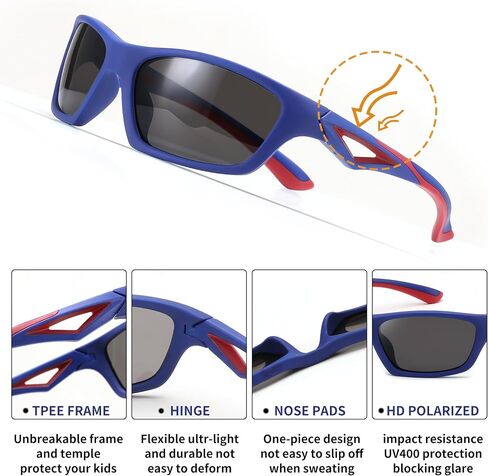 Feisedy Kids Rolveized Sunglasses TR90 نظارات ركوب الدراجات الرياضية UV400 للأولاد الفتيات العمر 3-10 B0160 in Kuwait