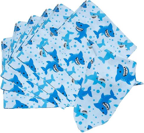Fun Express Shark Bandanas - ملحقات الملابس الممتعة والأنيقة للأطفال والبالغين - مثالية للأحزاب ذات الطابع الشخصي والأزياء المستوحاة من المحيطات خفيفة الوزن ومريحة - 12 قطعة in Saudi Arabia
