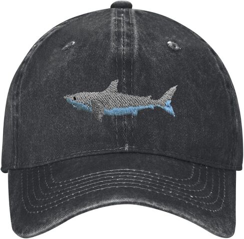 Shark Baseball Cap Funny Adventure Hats Adjustable Embroidery Cotton Vintage Novelty Truck Dad Hat for Men Women Black in Saudi Arabia