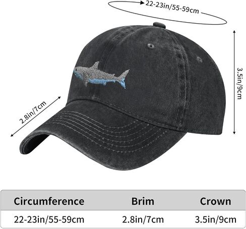 Shark Baseball Cap Funny Adventure Hats Adjustable Embroidery Cotton Vintage Novelty Truck Dad Hat for Men Women Black in Saudi Arabia