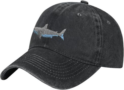 Shark Baseball Cap Funny Adventure Hats Adjustable Embroidery Cotton Vintage Novelty Truck Dad Hat for Men Women Black in Saudi Arabia