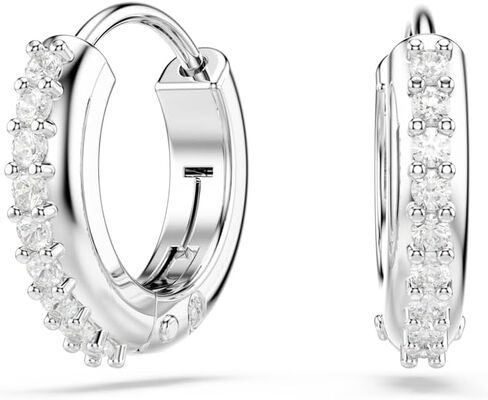 Swarovski Matrix Hoop Earrings, Round Cut, Clear, Gold-Tone Finished in Saudi Arabia