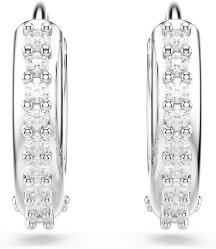 Swarovski Matrix Hoop Earrings, Round Cut, Clear, Gold-Tone Finished in Saudi Arabia