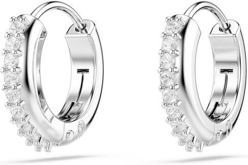 Swarovski Matrix Hoop Earrings, Round Cut, Clear, Gold-Tone Finished in Saudi Arabia