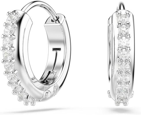 Swarovski Matrix Hoop Earrings, Round Cut, Clear, Gold-Tone Finished in Saudi Arabia