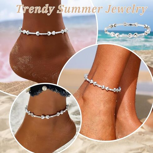 أساور الذهب في الكاحل للنساء غير المشوهة مقاومًا للماء 14K مطلي بالذهب 5A سوار الكوبيك الزركوني للسيدات ، مجوهرات العطلات الصيفية للأزياء (7 في/8in/9in/10in) in Kuwait