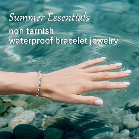 أساور الذهب في الكاحل للنساء غير المشوهة مقاومًا للماء 14K مطلي بالذهب 5A سوار الكوبيك الزركوني للسيدات ، مجوهرات العطلات الصيفية للأزياء (7 في/8in/9in/10in) in Kuwait