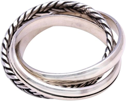 NOVICA Artisan Handmade .925 Sterling Silver Band Ring Combination Pattern From Bali Indonesia 'Appealing Trio' in Saudi Arabia