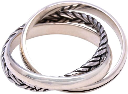NOVICA Artisan Handmade .925 Sterling Silver Band Ring Combination Pattern From Bali Indonesia 'Appealing Trio' in Saudi Arabia