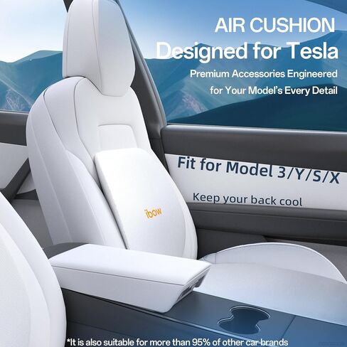 وسادة الدعم القطني لوسادة Tesla Model Y 3 S x التنفس مجوفة الشبكة الخلفية لتوسيد الظهر تخفيف آلام أسفل الظهر وسادة دعم قوي لقيادة مكتب مقعد السيارة استخدام كرسي المنزل ، أبيض in Kuwait