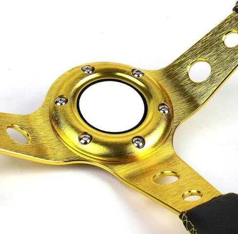 Auto Dynasty 350mm Green 6-Bolt Spoke Green Stitched PVC Leather Racing Steering Wheel in Kuwait