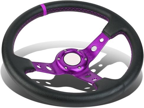 Auto Dynasty 350mm Green 6-Bolt Spoke Green Stitched PVC Leather Racing Steering Wheel in Kuwait