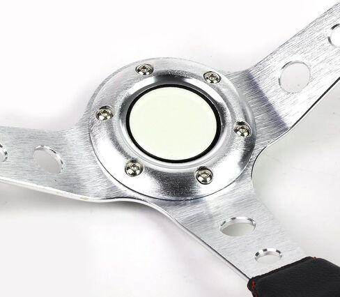 Auto Dynasty 350mm Green 6-Bolt Spoke Green Stitched PVC Leather Racing Steering Wheel in Kuwait