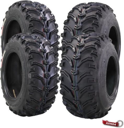 Kenda Bearclaw K299-25x8-12 Front & 25x10-12 Rear Tires for All Terrain (ATV), UTV, and Side by Side (SxS) Vehicles - 6-Ply - Bear Claw 25x8x12 Front & 25x10x12 with Kenda Keychain (4-Pack) in Saudi Arabia