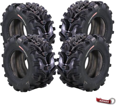 Kenda Bearclaw K299-25x8-12 Front & 25x10-12 Rear Tires for All Terrain (ATV), UTV, and Side by Side (SxS) Vehicles - 6-Ply - Bear Claw 25x8x12 Front & 25x10x12 with Kenda Keychain (4-Pack) in Saudi Arabia