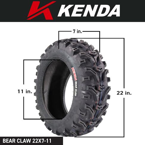 Kenda Bearclaw K299-25x8-12 Front & 25x10-12 Rear Tires for All Terrain (ATV), UTV, and Side by Side (SxS) Vehicles - 6-Ply - Bear Claw 25x8x12 Front & 25x10x12 with Kenda Keychain (4-Pack) in Saudi Arabia