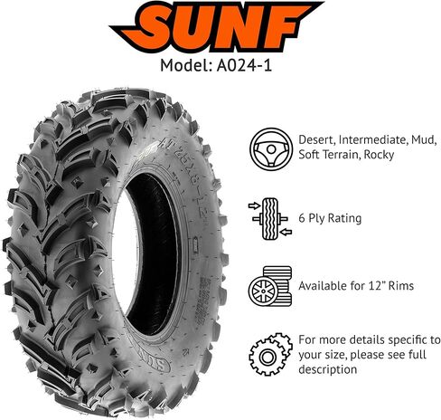 Sunf 25x8-12 25x10-12 25x8x12 Dirt Mud ATV UTV Muddy Tyre 6 PR A024-1-حزمة in Saudi Arabia