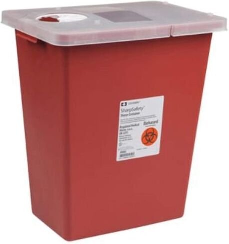 Covidien 8991 Sharpsafety Sharphes Container Slide Slide Lid ، 18 Gal Gal ، Red (Pack of 5) in Saudi Arabia