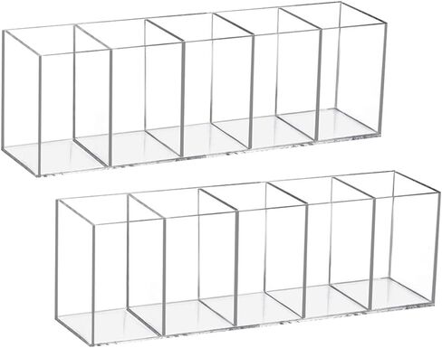 حامل فرشاة مكياج من الأكريليك، منظم حامل أقلام الرصاص المكتبي الشفاف، 4 مقصورات ملحقات القرطاسية وحزم المشروبات منظم العلبة للمنزل والمكتب والحمام والمطبخ in Kuwait