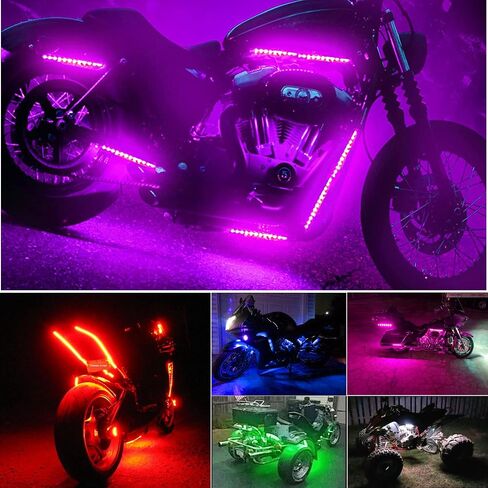 2Pcs 9LEDs Motorcycle LED Light Strips- RGB Multi-Color Accent Glow Neon Ground Effect Lights lamp for Motorcycle led Light Kits,ATV Car Golf cart LED Underglow Strip Lights in Kuwait