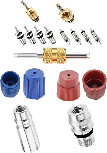 Mtsooning Cap & Valve Seal Kits Air Conditioning Valve Core Set AC Service Valve with Removal Tool R12 to R134a Conversion Kit Car & HVAC AC System Charging Port in Kuwait