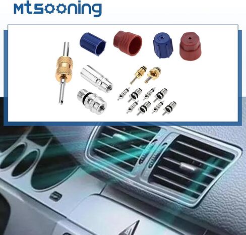 Mtsooning Cap & Valve Seal Kits Air Conditioning Valve Core Set AC Service Valve with Removal Tool R12 to R134a Conversion Kit Car & HVAC AC System Charging Port in Kuwait