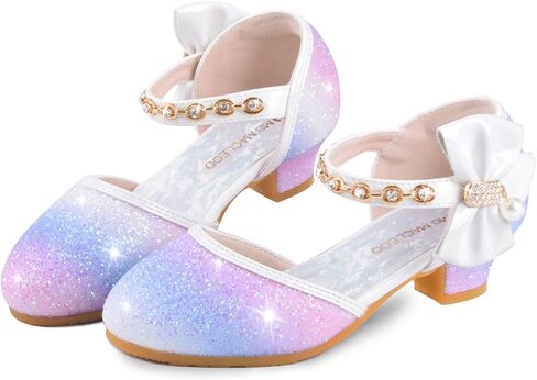 ZGDG Girls Dress Shoes Low Heel Princess Flats Mary Jane Flower Glitter Shoes Wedding Birthday Party Prom Sequins Sandals for Toddler Little Big Kids in Kuwait