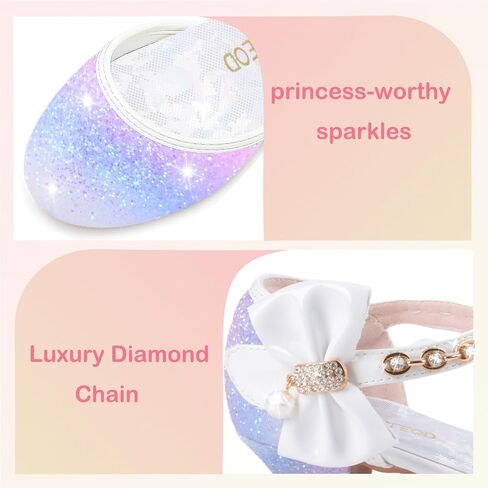 ZGDG Girls Dress Shoes Low Heel Princess Flats Mary Jane Flower Glitter Shoes Wedding Birthday Party Prom Sequins Sandals for Toddler Little Big Kids in Kuwait