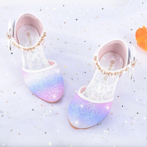 ZGDG Girls Dress Shoes Low Heel Princess Flats Mary Jane Flower Glitter Shoes Wedding Birthday Party Prom Sequins Sandals for Toddler Little Big Kids in Kuwait