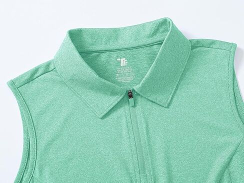 Women's Sleeveless Golf Apparel Shirts Clothes Outfits Collared 1/4 Zip Tank Tops Quick Dry Tennis Polo Shirts in Kuwait