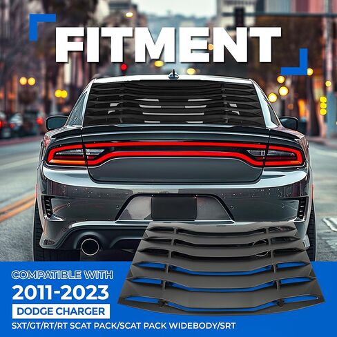 HECASA Rear Window Louver Compatible with 2011-2023 Dodge Charger SXT/GT/RT/RT Scat Pack/Scat Pack Widebody/SRT Hellcat Widebody Sun Shade Windshield Cover ABS Plastic Painted Matte Black in Saudi Arabia