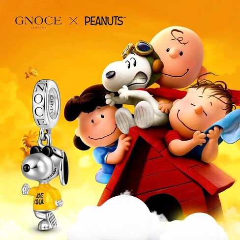 GNOCE Peanuts Snoopy Joe Cool Dangle Charm Bracelet for Women, S925 Sterling Silver Dangle Charms for Women Wife, Valentine‘s Day, Mother’s Day Jewelry in Saudi Arabia