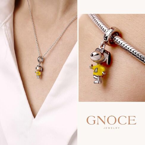 GNOCE Peanuts Snoopy Joe Cool Dangle Charm Bracelet for Women, S925 Sterling Silver Dangle Charms for Women Wife, Valentine‘s Day, Mother’s Day Jewelry in Saudi Arabia